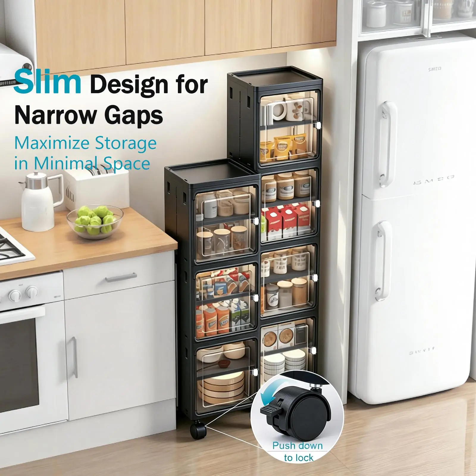 5-Tier Black Slim Narrow Rolli - огляд і ціна Kitchen Appliances Cabinet